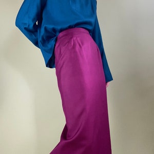 vintage silk fuchsia pencil skirt size 4 image 5