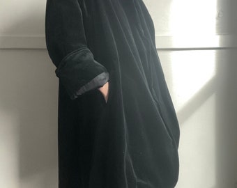 Vintage black velvet swing coat