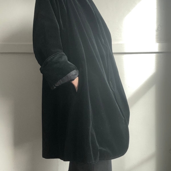 Vintage black velvet swing coat