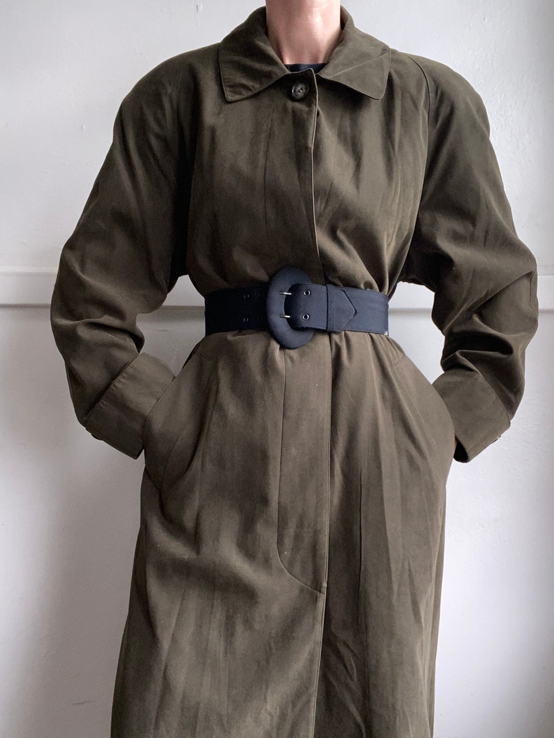 Vintage Olive Green Rain Jacket / Overcoat Large Etsy