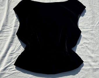 vintage schwarzes ärmelloses Samt Top