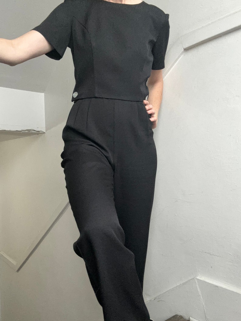 Vintage black short sleeved romper / jumpsuit image 5