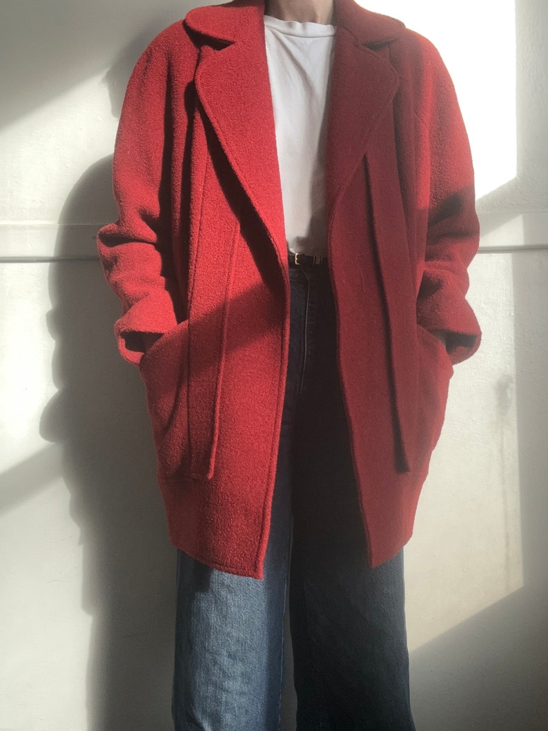 Vintage deep red heavy blazer style coat image 3