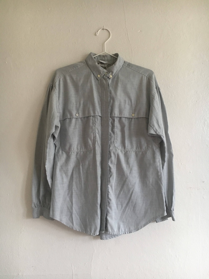 Vintage blue cotton minimalist button down womwns medium m