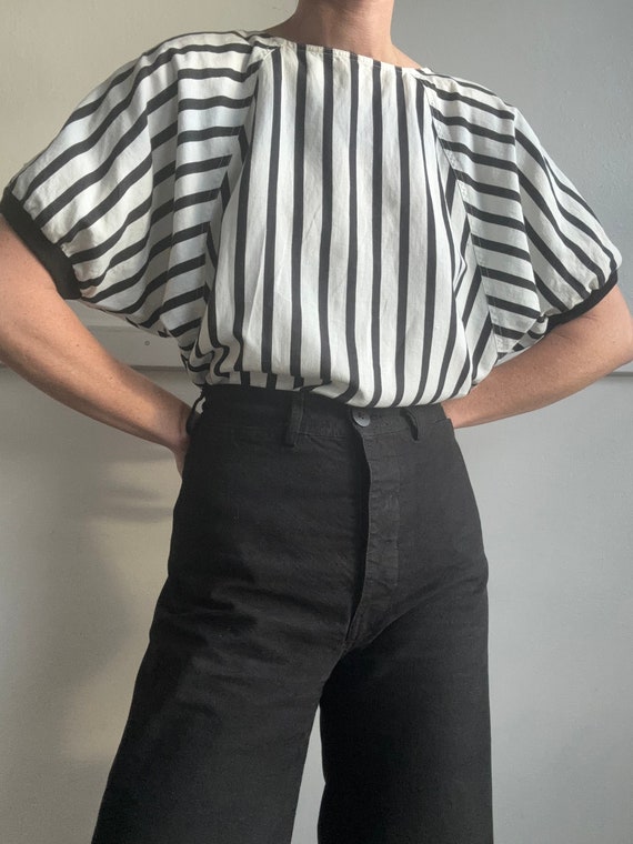 vintage cotton stripe blouse large - image 6