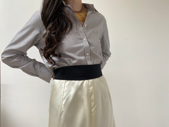 classic cotton pinstripe button down blouse - image 2