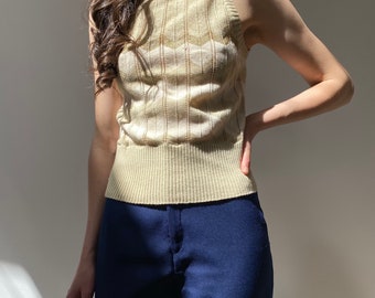 SALE vintage sleeveless metallic knit turtleneck