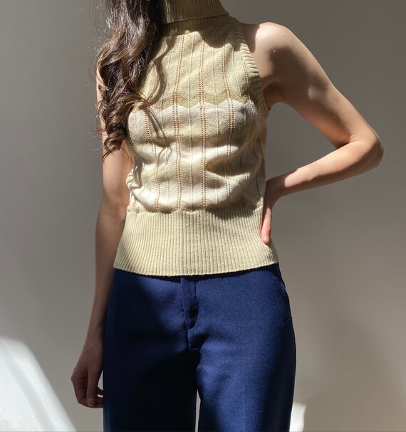 SALE vintage sleeveless metallic knit turtleneck - image 1