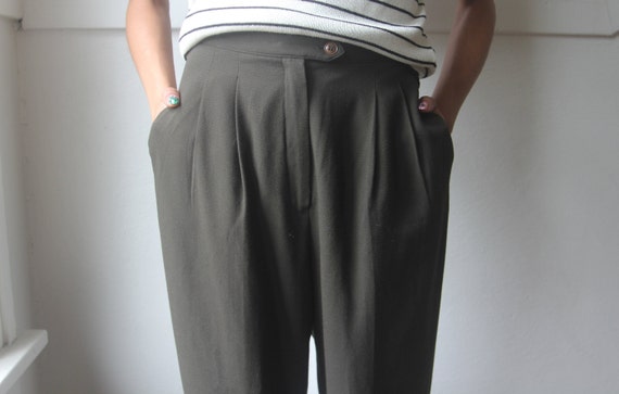 dark green high waisted trousers