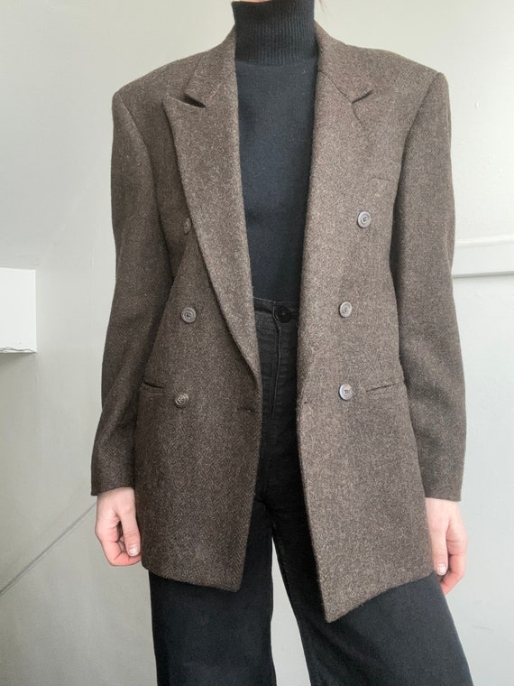 Vintage dark brown wool menswear blazer