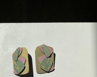 vintage artist-made paper collage earrings