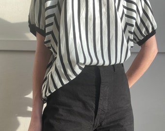 vintage cotton stripe blouse large