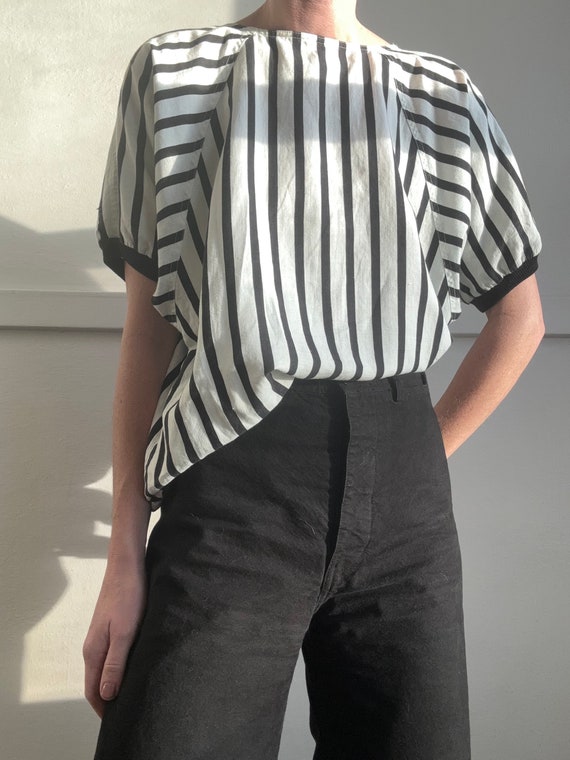 vintage cotton stripe blouse large - image 1