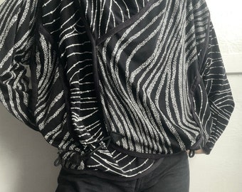 Vintage print blousy wrap jacket