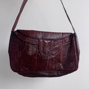 vintage burgundy eel skin shoulder bag image 6