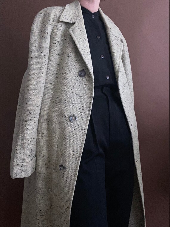 vintage 1950s menswear knit wool trench - image 1