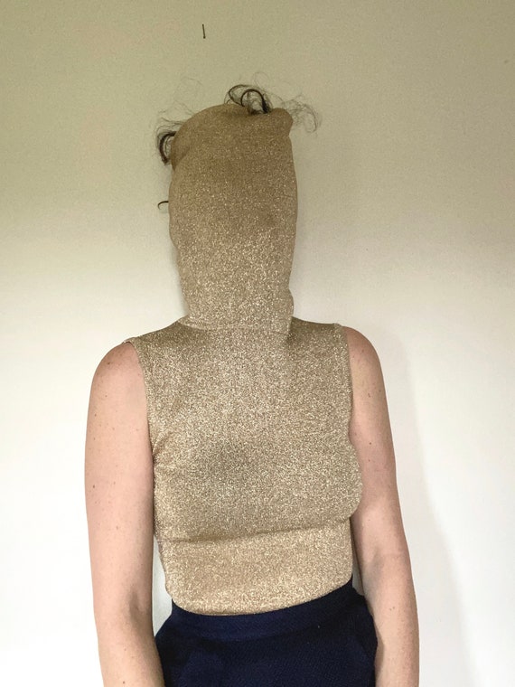 vintage gold sleeveless turtleneck top / vintage m