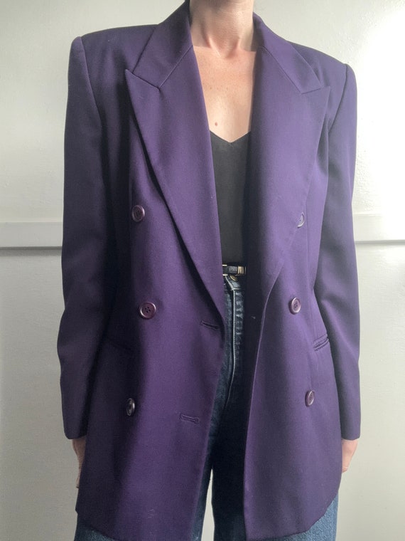 Vintage purple wool double breasted blazer - image 1