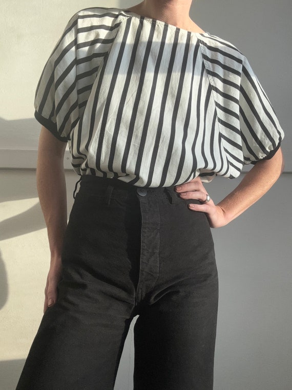 vintage cotton stripe blouse large - image 2