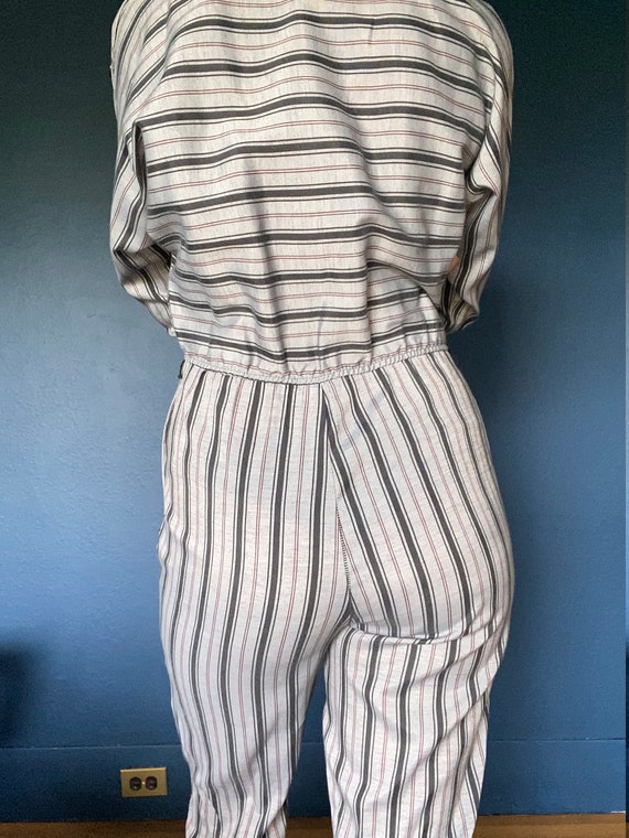 vintage 1980's striped jumpsuit US M - image 5