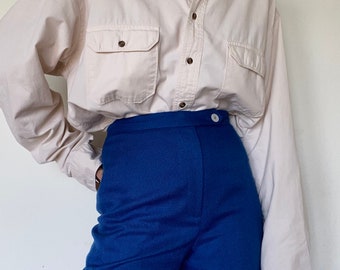 vintage crème cotton menswear blouse xl