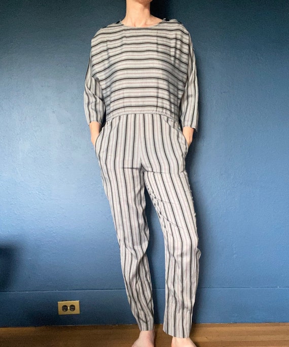 vintage 1980's striped jumpsuit US M - image 6