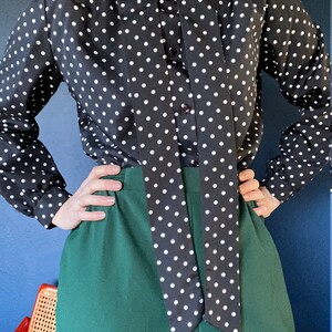 vintage polka dot pussy bow blouse size large image 4