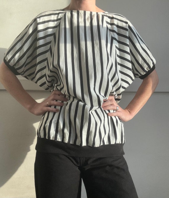vintage cotton stripe blouse large - image 5