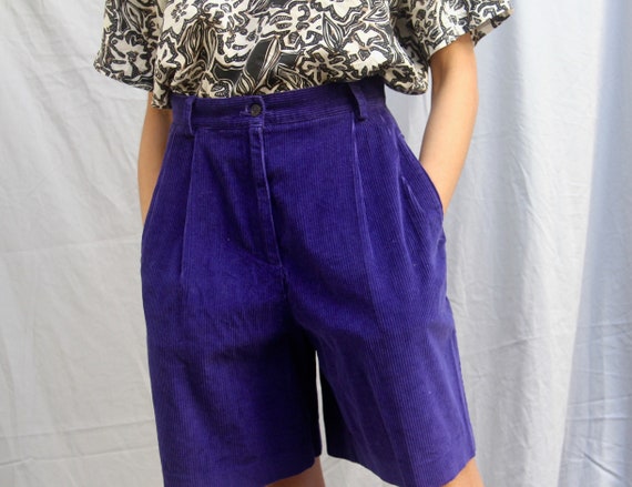 purple corduroy shorts