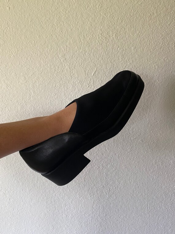 vintage black platform loafers size US 8.5