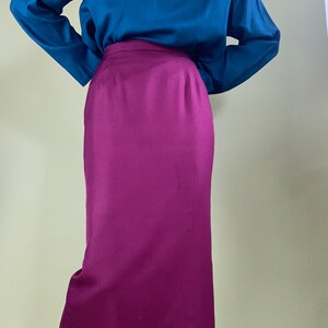 vintage silk fuchsia pencil skirt size 4 image 4