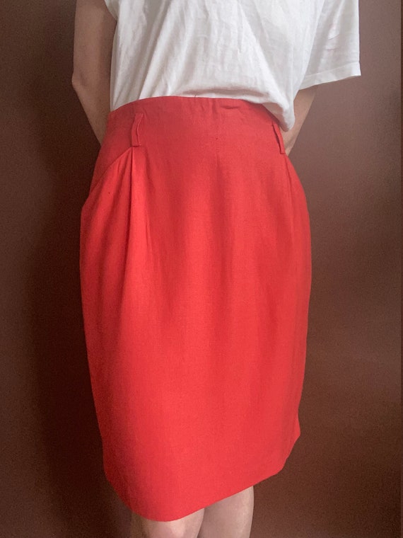 SALE vintage red woven linen skirt size us 14 - image 2