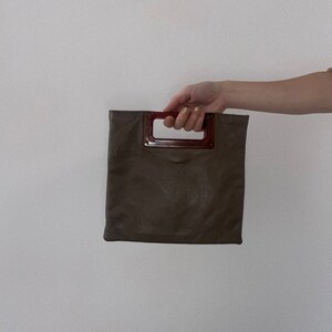 vintage brown leather minimalist clutch image 1