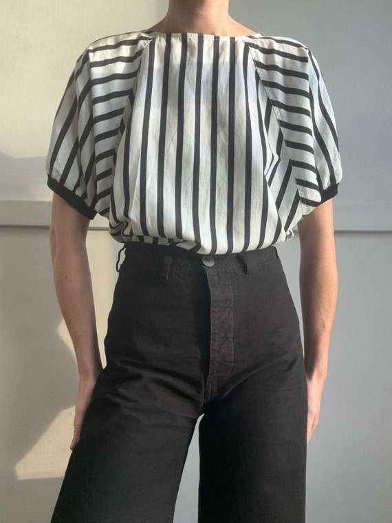 vintage cotton stripe blouse large - image 4