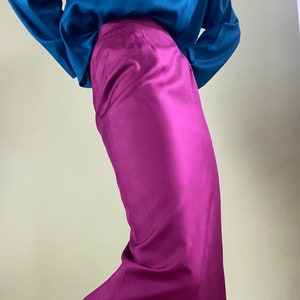 vintage silk fuchsia pencil skirt size 4 image 1