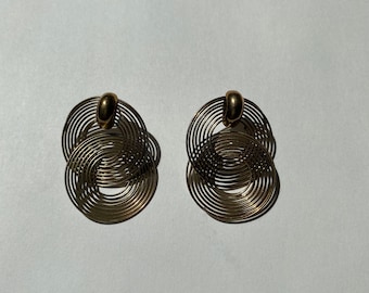 vintage bronze toned concentric elipse earrings