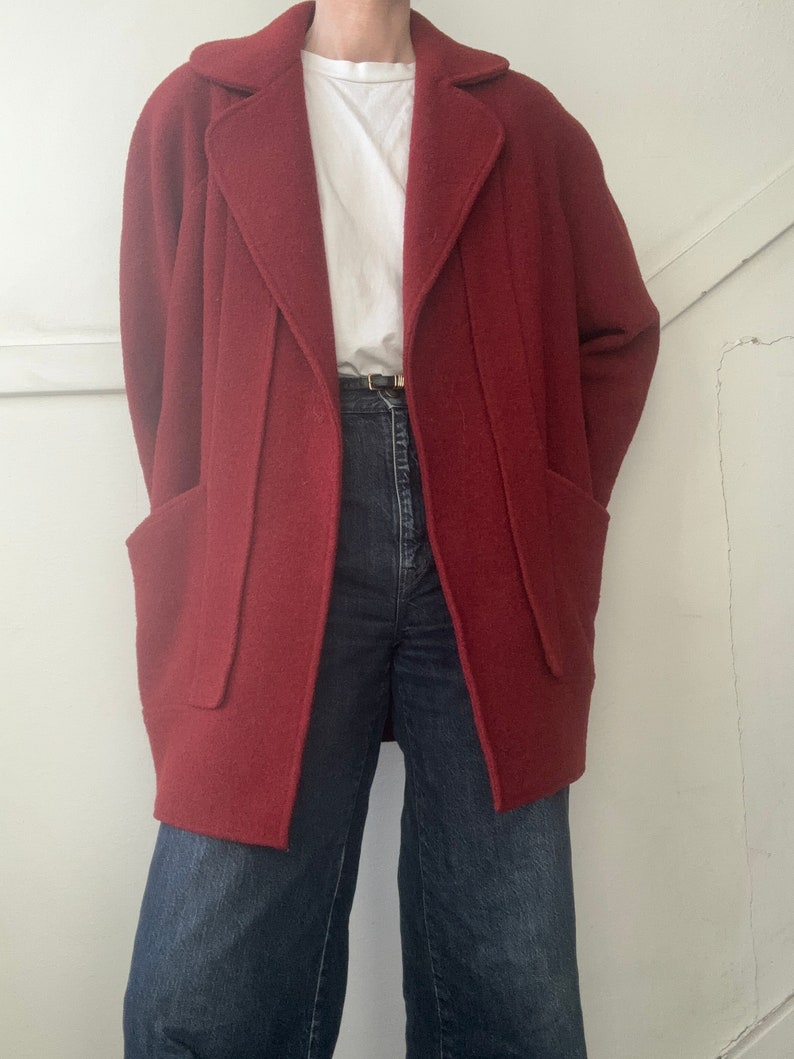 Vintage deep red heavy blazer style coat image 6