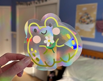 Suncatcher | Frog Sun Catcher Window Sticker | Cancer Research Donation | Rainbow Maker Prism Decal