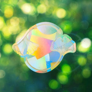 Suncatcher | Gingko Leaf Circle Window Cling Sun Catcher | Cancer Research Donation | Rainbow Maker Prism Decal