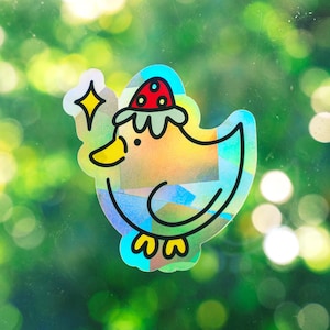 Suncatcher | Strawberry Duck Window Cling | Cancer Research Donation | Rainbow Maker Prism Decal