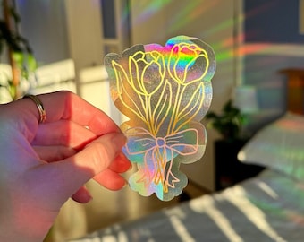 Suncatcher | Tulip Sun Catcher Window Sticker | Cancer Research Donation | Rainbow Maker Prism Decal