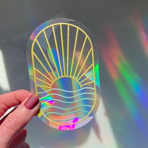 Suncatcher | Sun and Ocean Window Sticker | Cancer Research Donation | Rainbow Window Decal