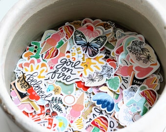 Mini-Sticker Grab Bag | Happy Colorful 1-inch stickers | Glossy Waterproof Sticker Pack