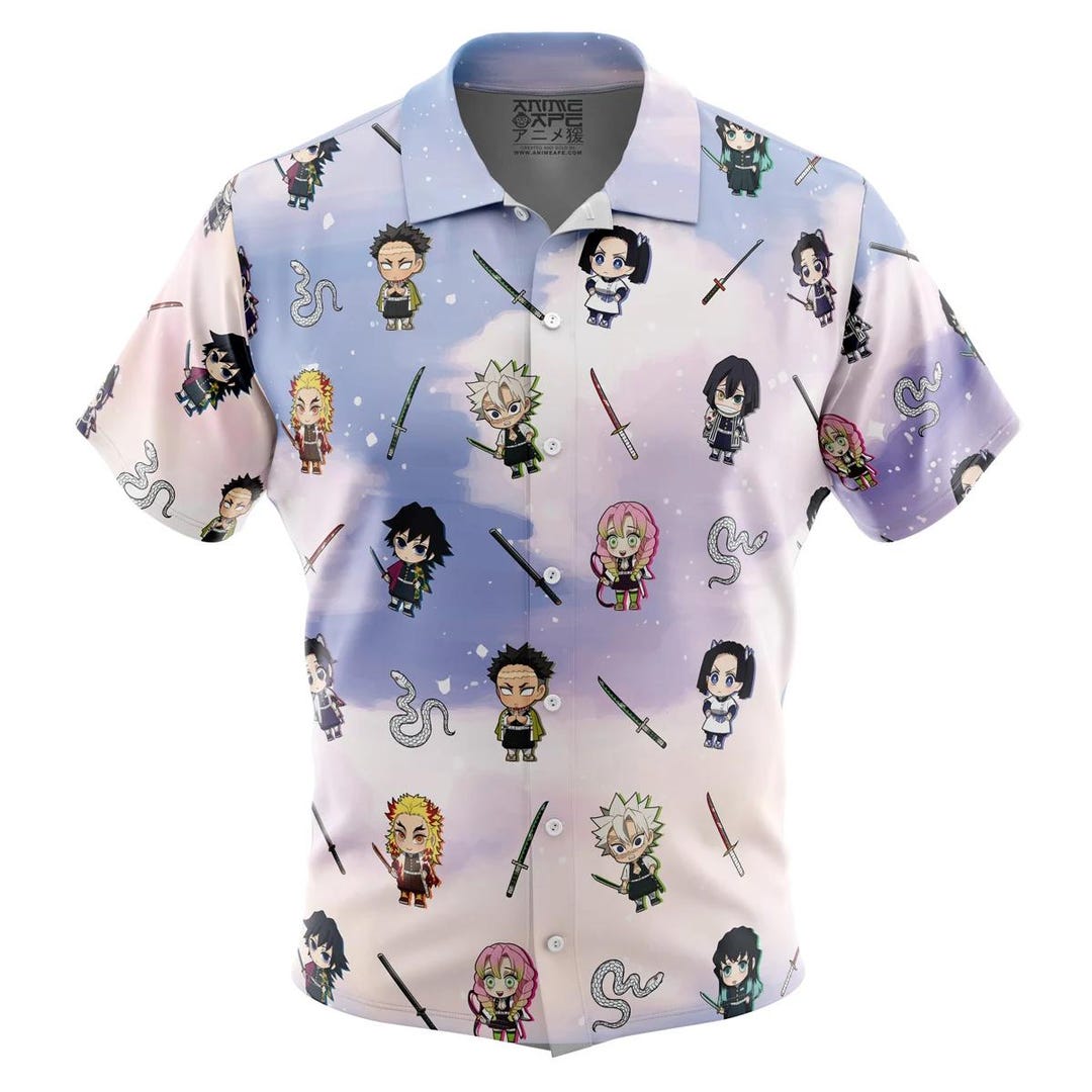 Hashira Buttons Chibi Hashira Pattern Button up Hawaiian Shirt - Etsy