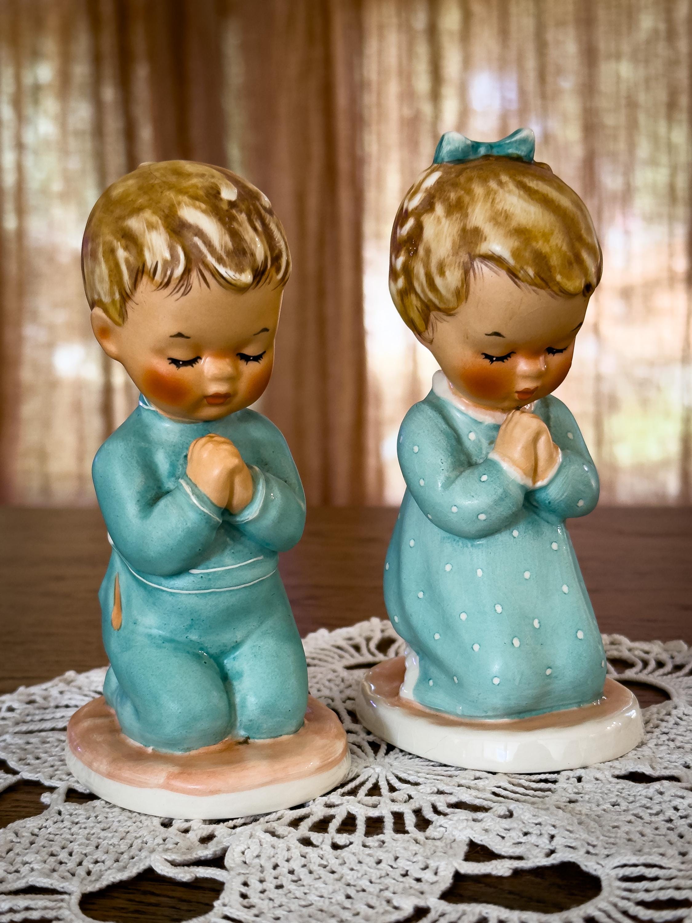1970年代 北欧製 ヴィンテージ ガラス花器 ブルー 少年像 オブジェ セット 70s Child Figurine - Etsy