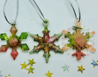 Christmas decorations (set of three) - beautiful, handmade resin decorations by Tallulah does the Hula