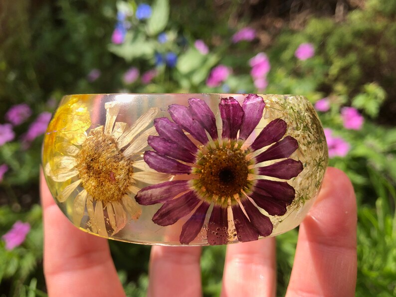 English Meadow curved bangles by Tallulah does the Hula featuring real pressed wildflowers image 4