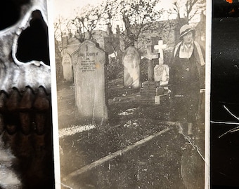 1920s &quot;Mabel Among the Graves&quot; Snapshot Photograph