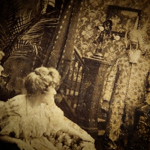 1901 Stereoview Karte mit Annäherung an Monster oder Dämon