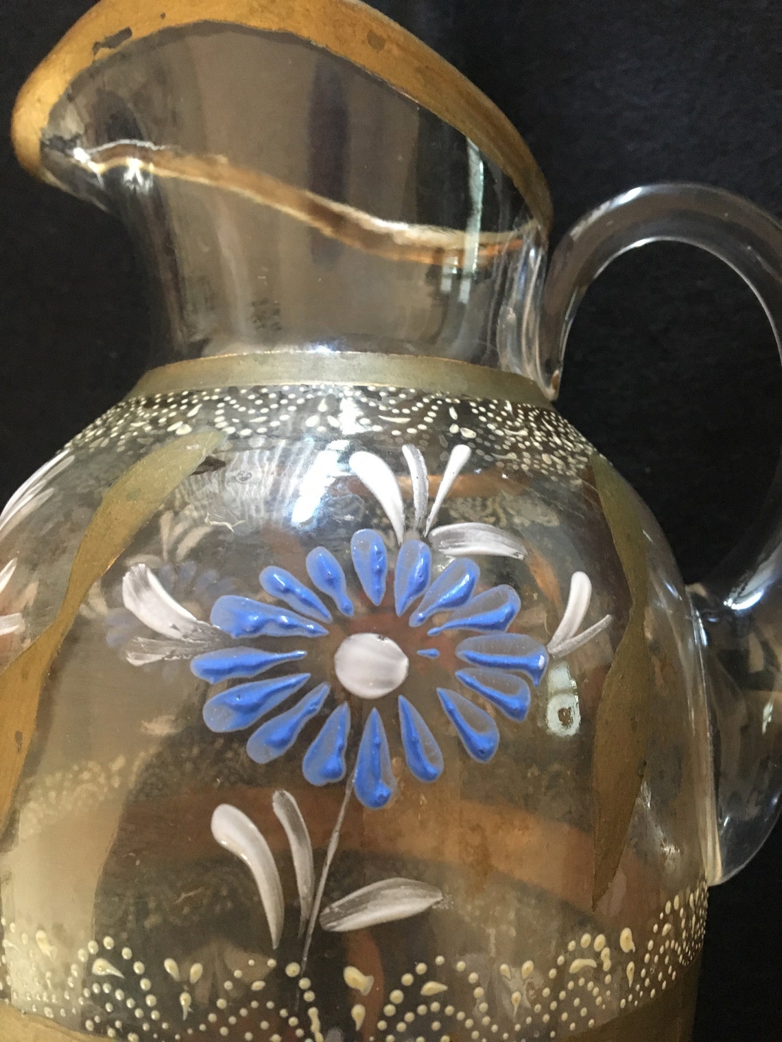 Victorian Hand Painted Lemonade Pitcher Etsy